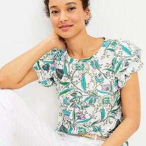 LOFT Floral Cotton Top Size S NWT
